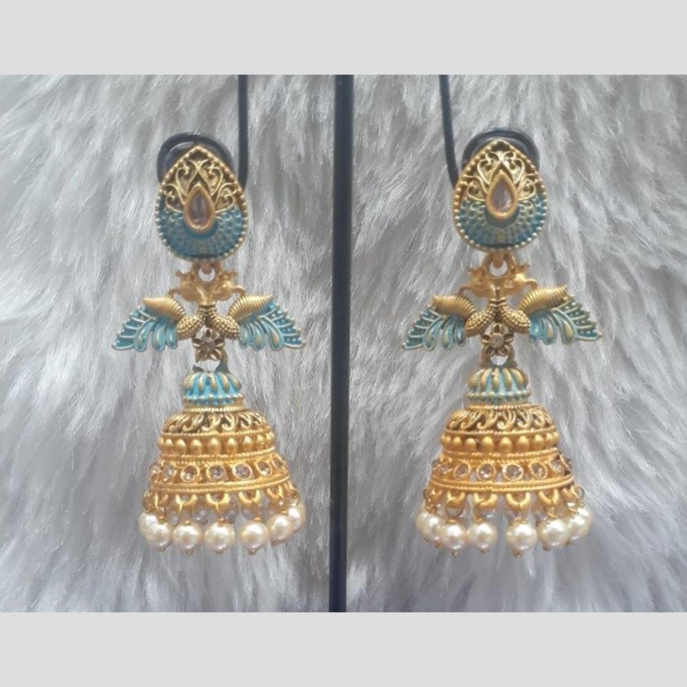 Infinity Jewels Gold Plated Crystal Stone And Meenakari Jhumki Earrings