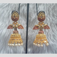 Infinity Jewels Gold Plated Crystal Stone And Meenakari Jhumki Earrings