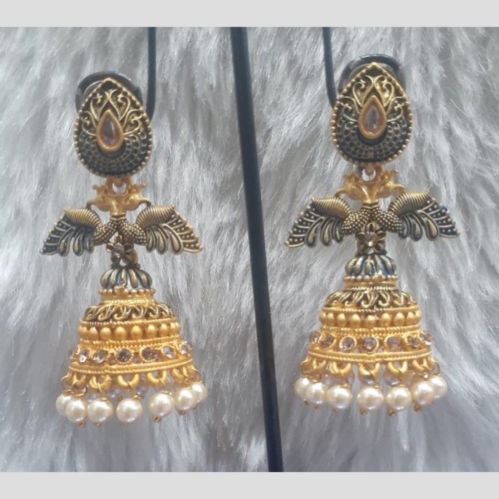 Infinity Jewels Gold Plated Crystal Stone And Meenakari Jhumki Earrings