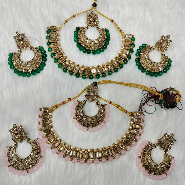Kumavat Jewels Gold Plated Crystal Stone Choker Necklace Set