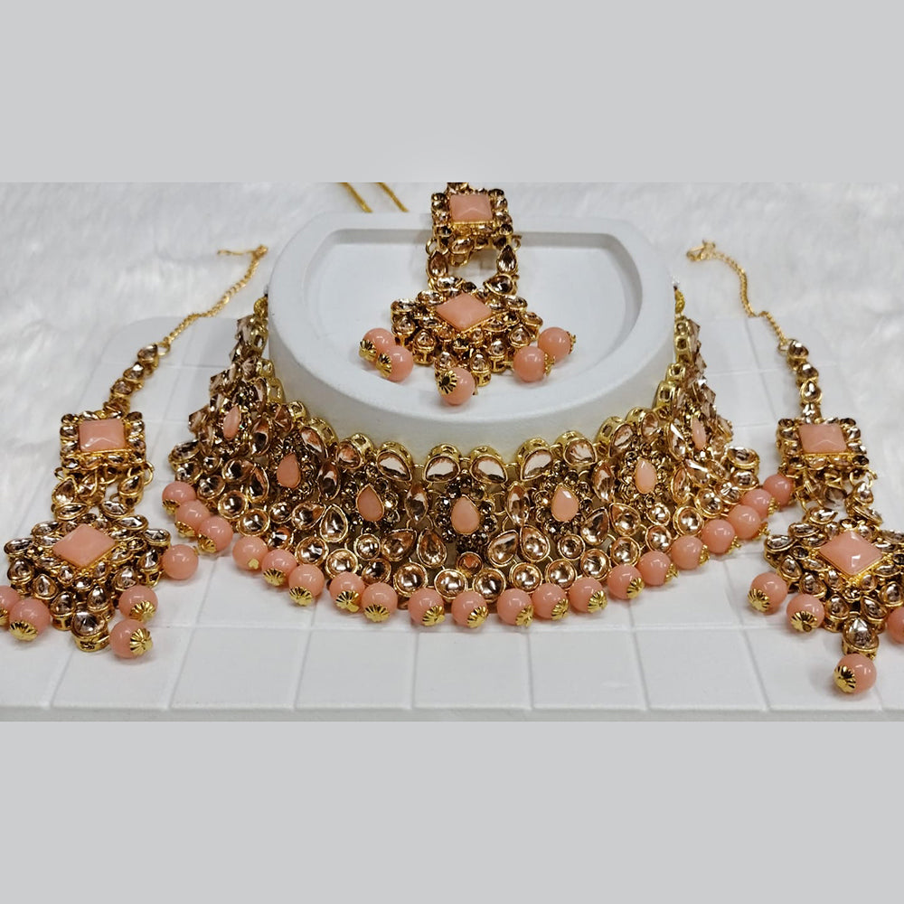 Kumavat Jewels Gold Plated Kundan Stone Choker Necklace Set