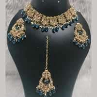 Kumavat Jewels Gold Plated Crystal Stone And Pearls Choker Necklace Set