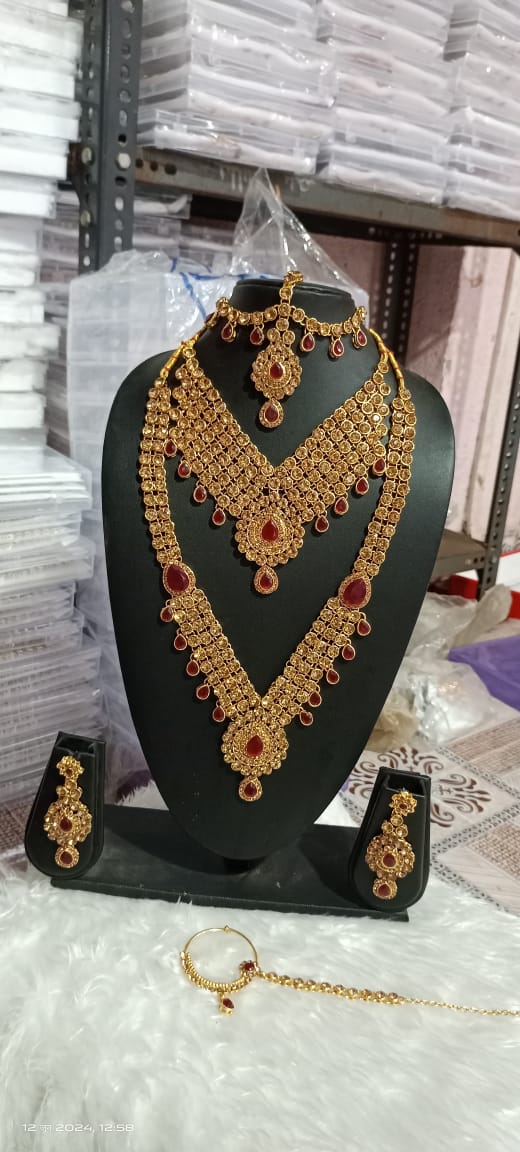 Kumavat Jewels Gold Plated Austrian Stone Gold Plated Bridal Set