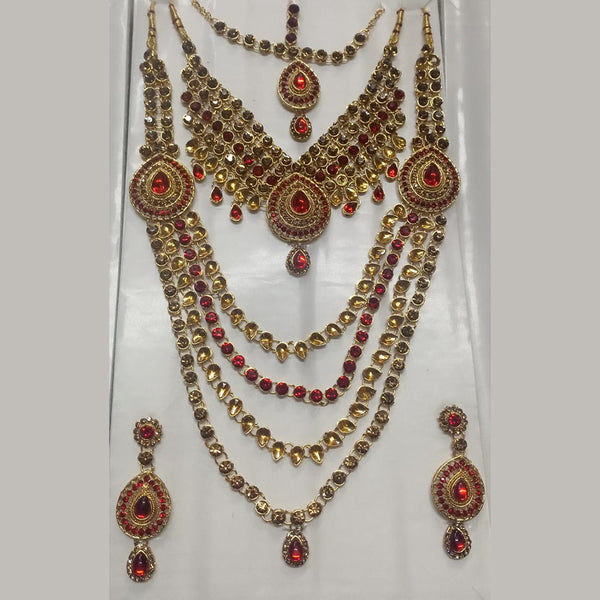 Kumavat Jewels Gold Plated Austrian Stone And Beads Bridal Set