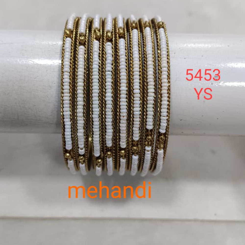 Kumavat Jewels Gold Plated Pearl Bangles Set