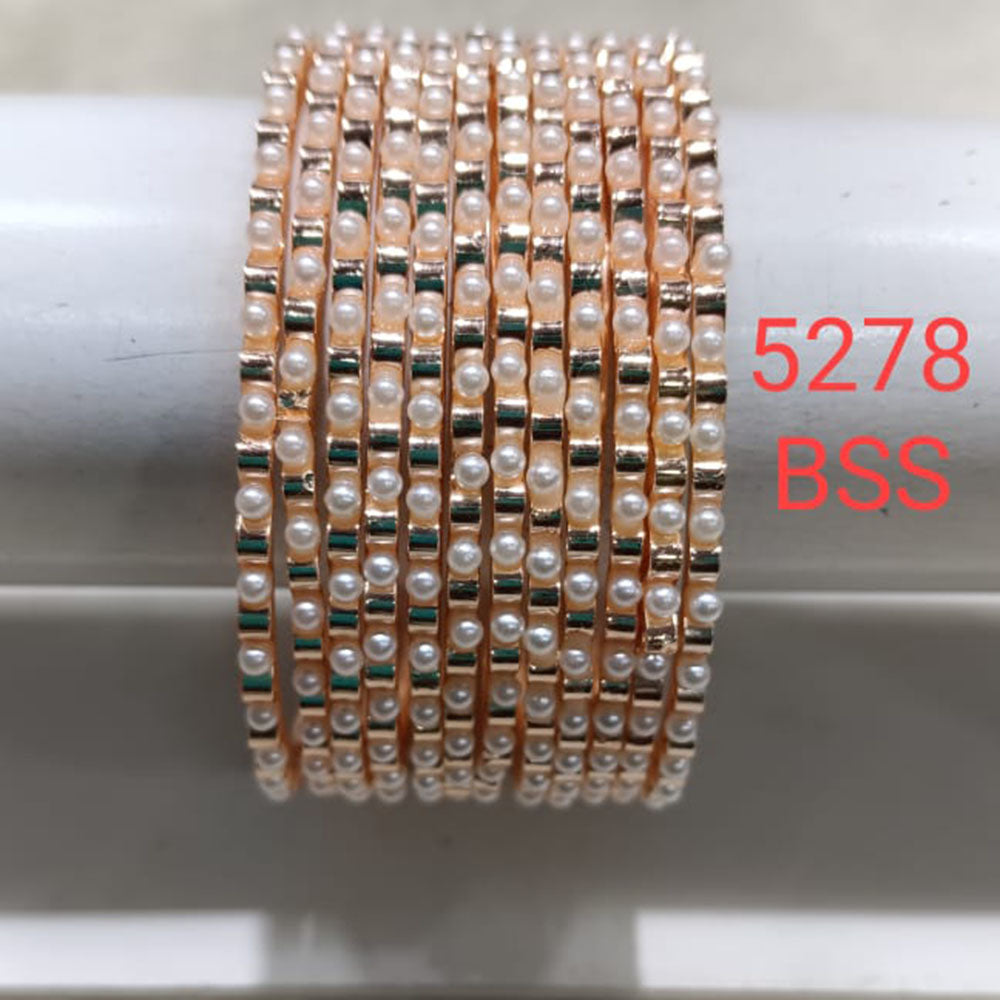 Kumavat Jewels Rose-Gold Plated Pearl Bangles Set