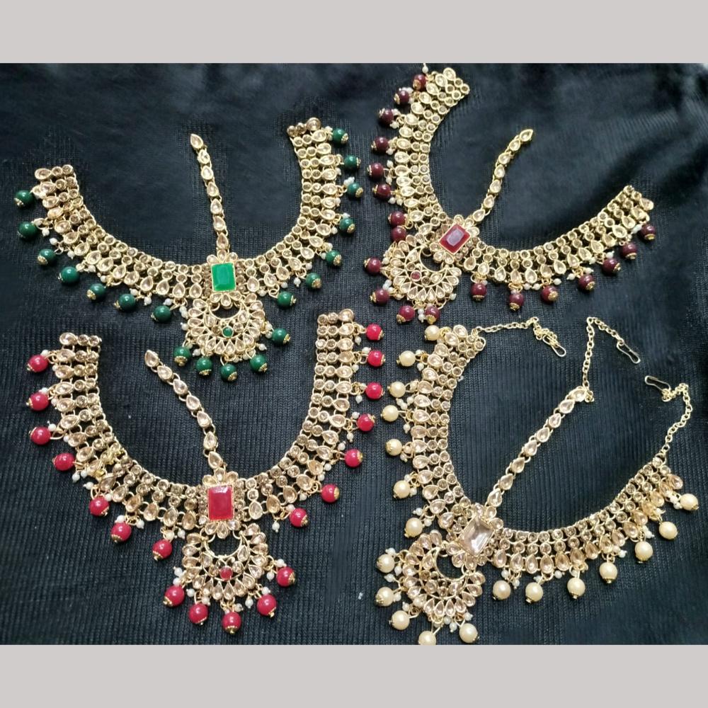 Kumavat Jewels Gold Plated Crystal  And Beads Necklace Set