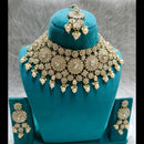 Kumavat Jewels Gold Plated Crystal Stone And Pearl Choker Necklace Set