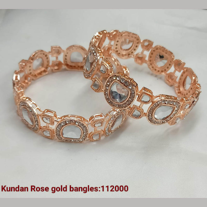 Padmavati Bangles Rose Gold Plated Kundan Bangles Set