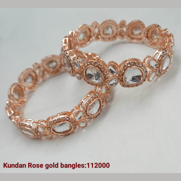 Padmavati Bangles Rose Gold Plated Kundan Bangles Set
