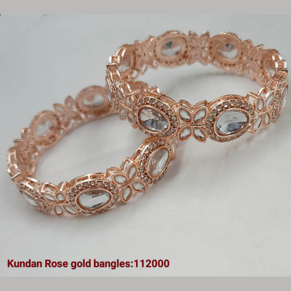 Padmavati Bangles Rose Gold Plated Kundan Bangles Set