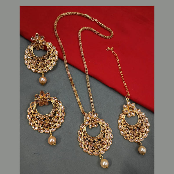 Padmawati Bangles Gold Plated Crystal Stone Pendant Set