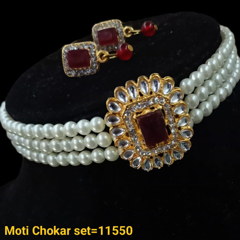 Padmawati Bangles Gold Plated Pearl Choker Necklace Set