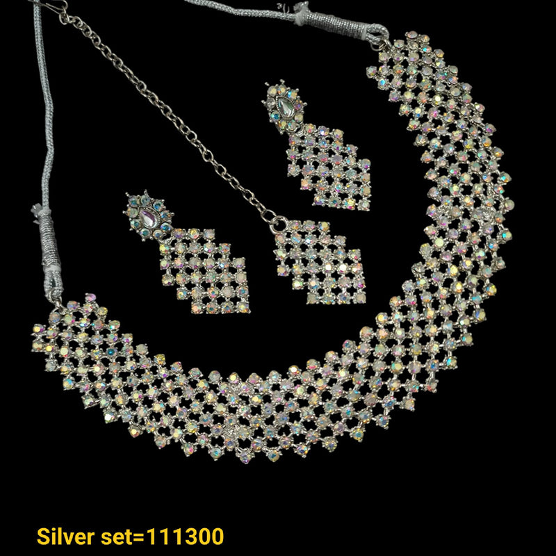 Padmawati Bangles Silver Plated Austrian Stone Necklace Set