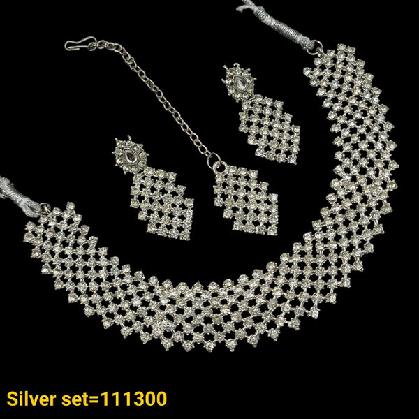 Padmawati Bangles Silver Plated Austrian Stone Necklace Set