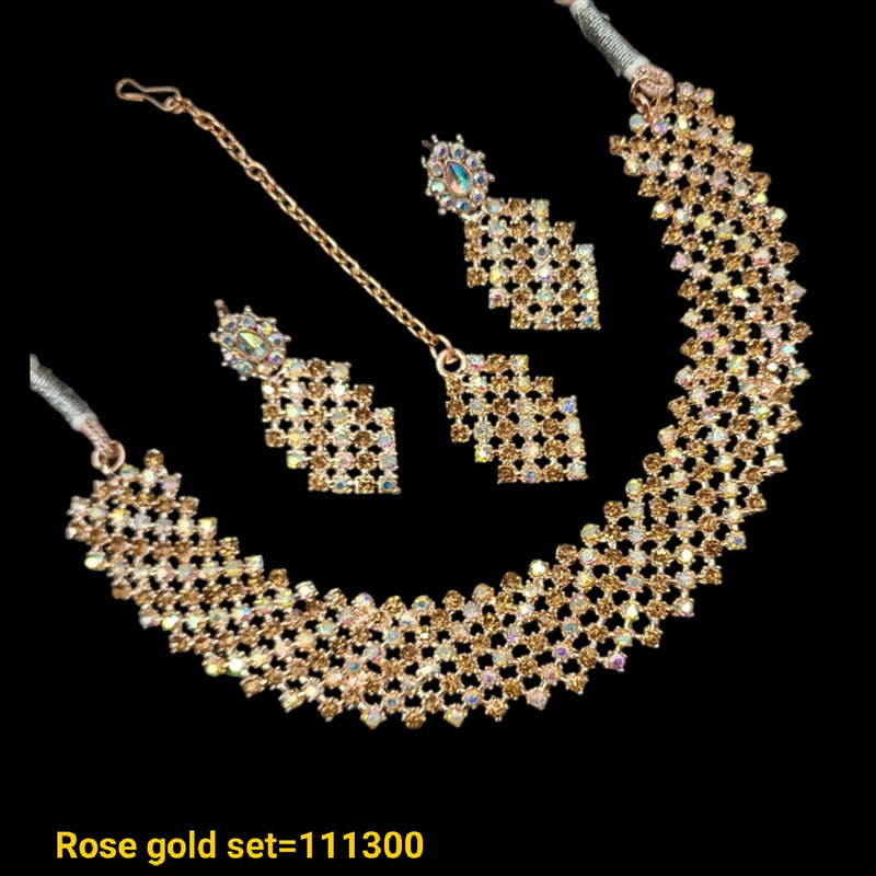 Padmawati Bangles Rose Gold Plated Austrian Stone Necklace Set