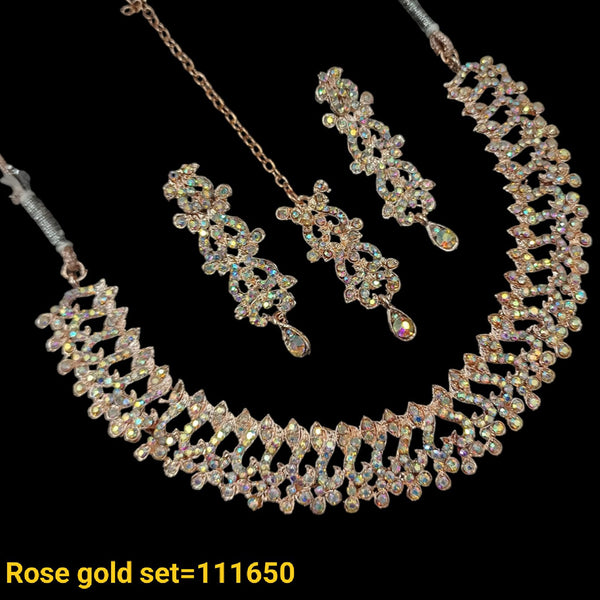 Padmawati Bangles Rose Gold Plated Austrian Stone Necklace Set