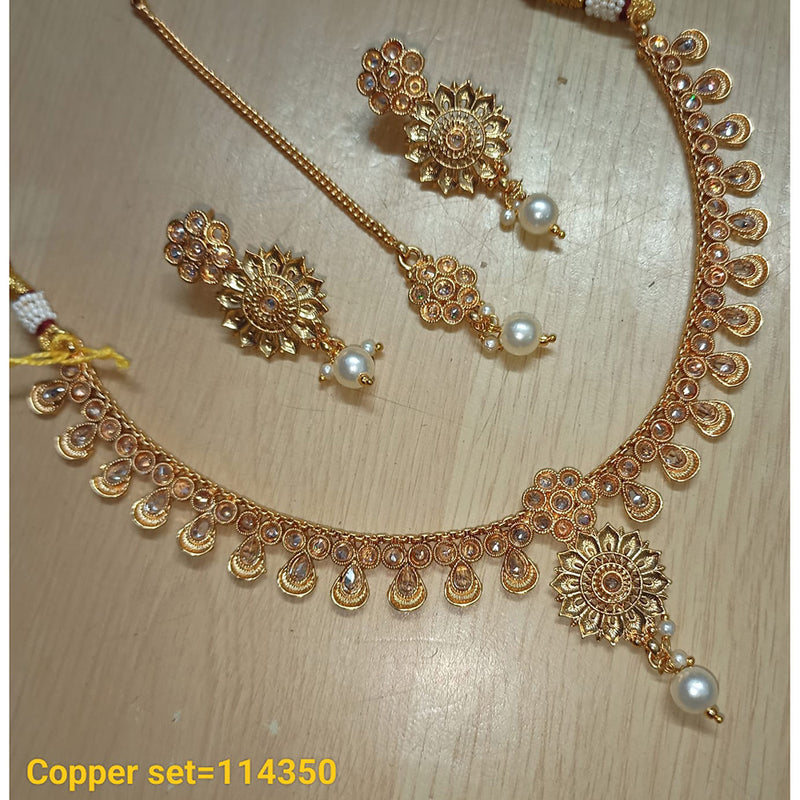 Padmawati Bangles Copper Gold Plated Crystal Stone Necklace Set