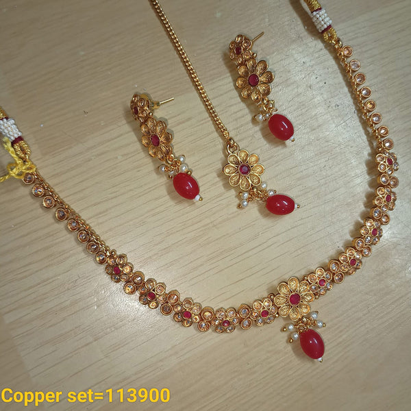 Simple ruby gold necklace on sale designs