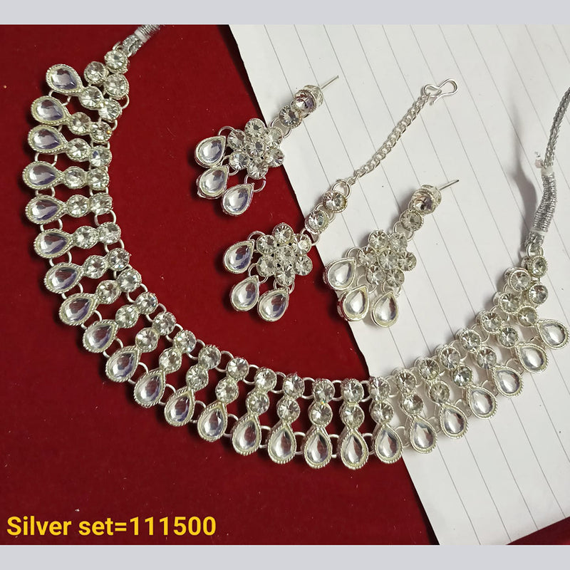 Padmawati Bangles Silver Plated Austrian Stone Necklace Set