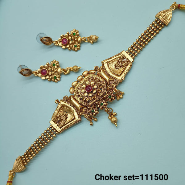 Padmawati Bangles Copper Gold Choker Necklace Set