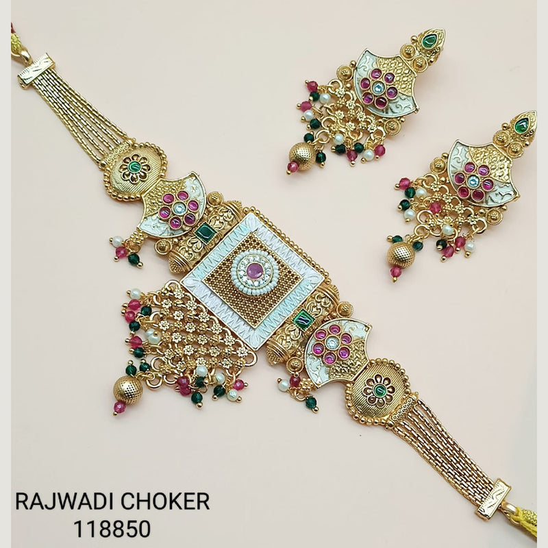 Padmawati Bangles Copper Gold Plated Choker Necklace Set