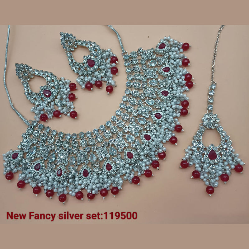 Padmawati Bangles Silver Plated Crystal Stone Necklace Set