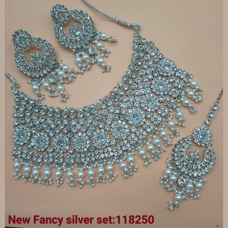 Padmawati Bangles Silver Plated Crystal Stone Necklace Set