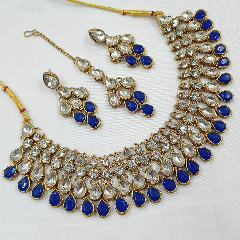 Padmawati Bangles Gold Plated Crystal Stone Necklace Set