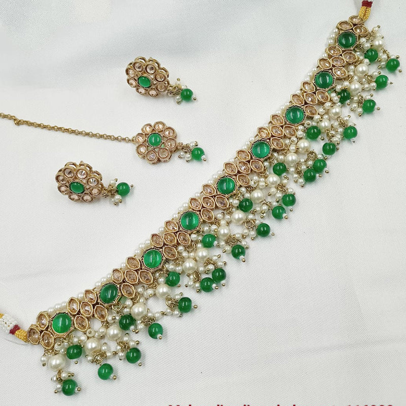 Padmawati Bangles Gold Crystal Stone Necklace Set
