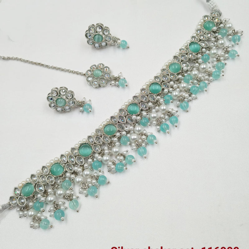 Padmawati Bangles Silver Crystal Stone Necklace Set
