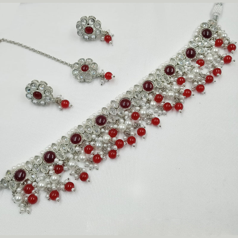 Padmawati Bangles Silver Crystal Stone Necklace Set