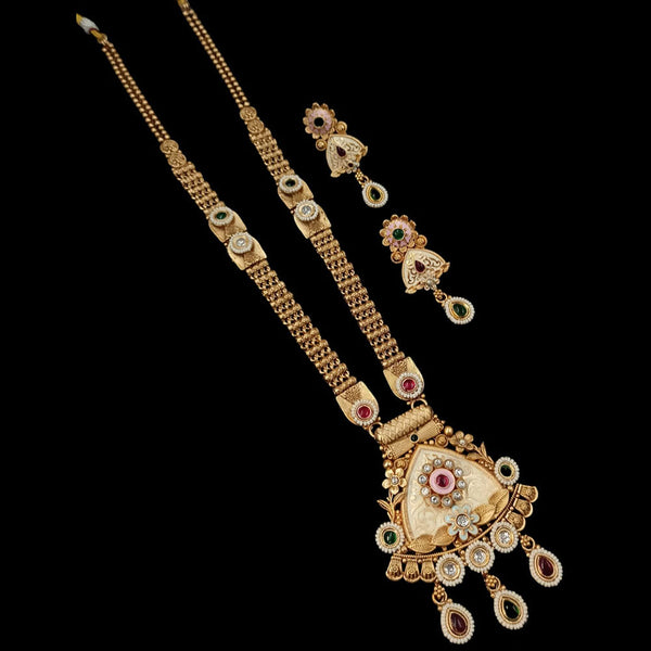 Padmawati Bangles Copper Gold Pota Stone Long Necklace Set