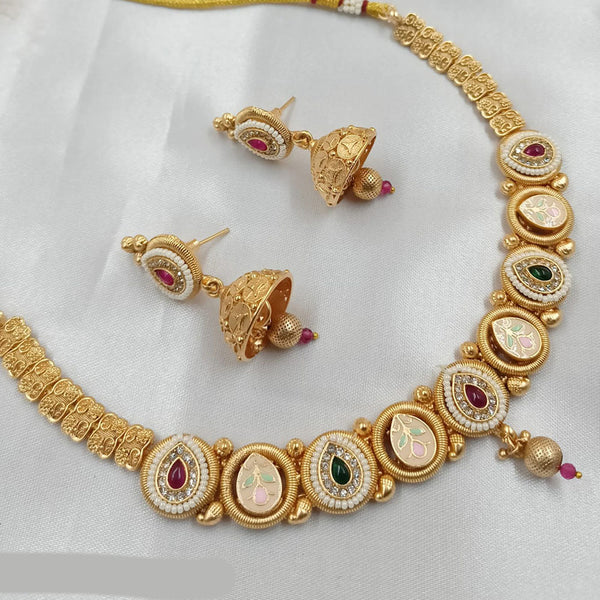 Padmawati Bangles Copper Gold Pota Stone Necklace Set