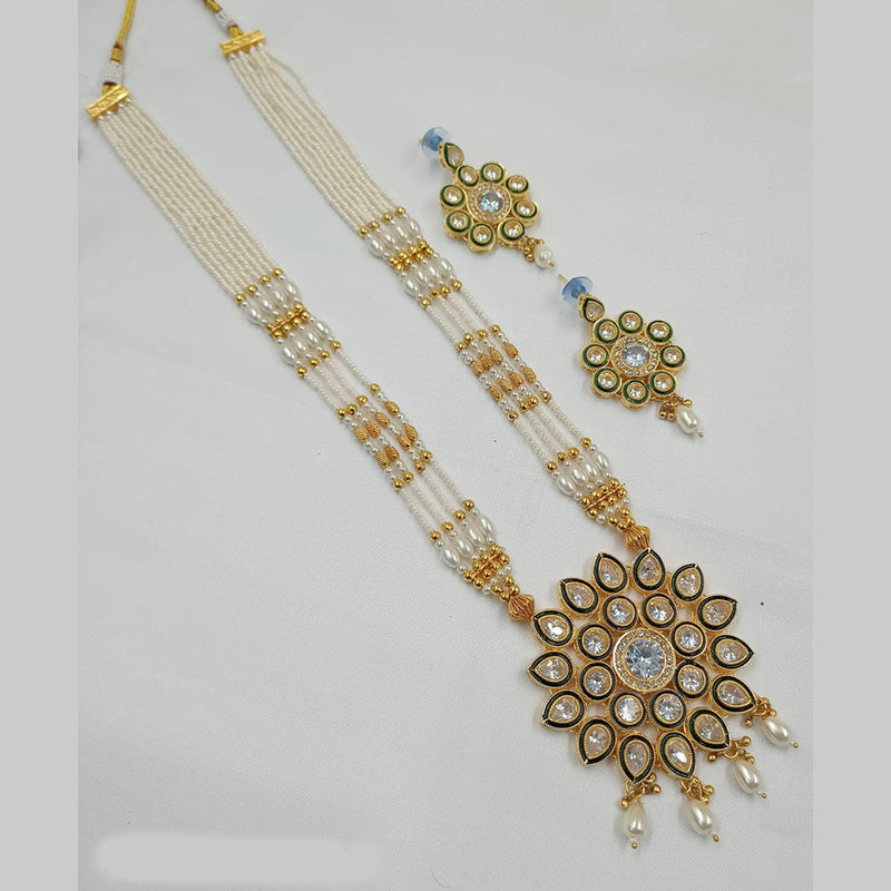 Padmawati Bangles Gold Plated Crystal Stone And Pearl Necklace Set