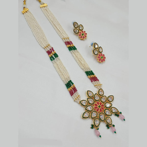Padmawati Bangles Gold Plated Crystal Stone And Pearl Necklace Set