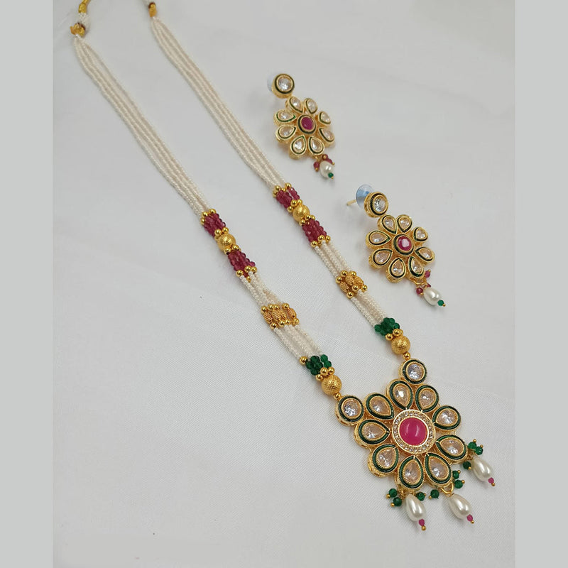 Padmawati Bangles Gold Plated Crystal Stone And Pearl Necklace Set