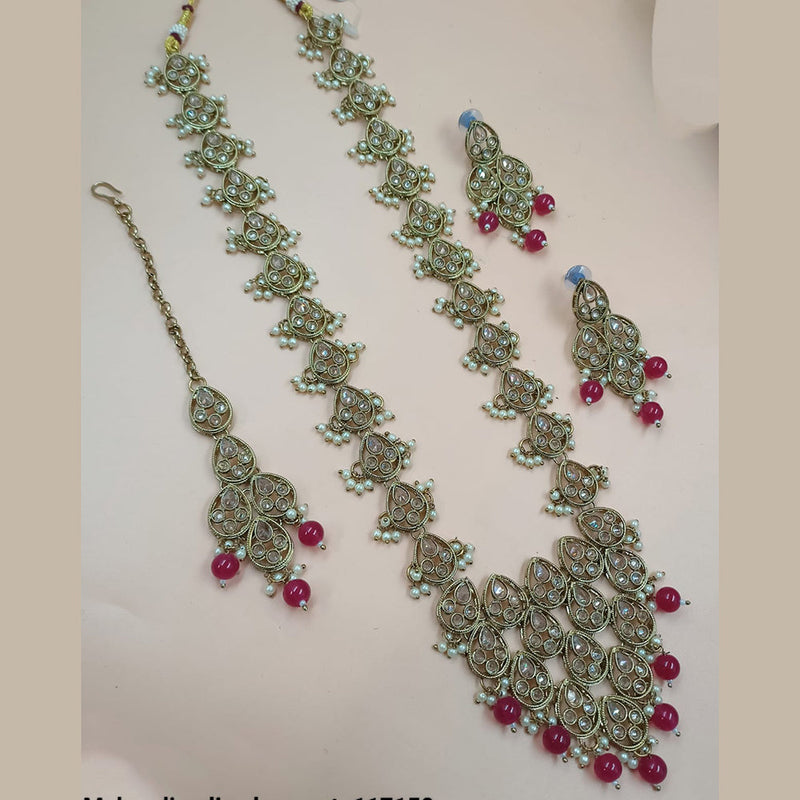 Padmawati Bangles Mehndi Polish Crystal Stone Long  Necklace Set