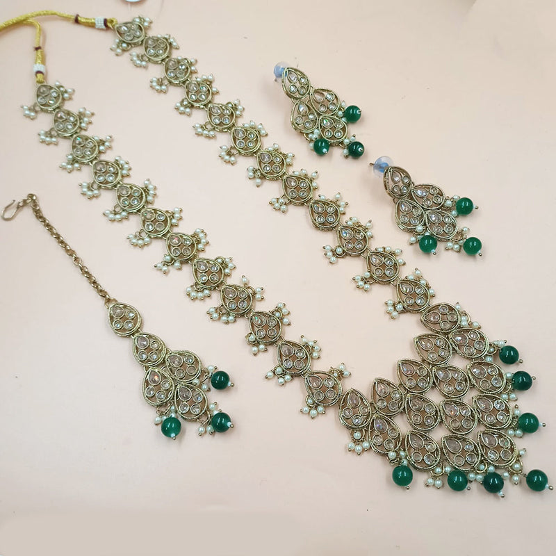 Padmawati Bangles Mehndi Polish Crystal Stone Long  Necklace Set