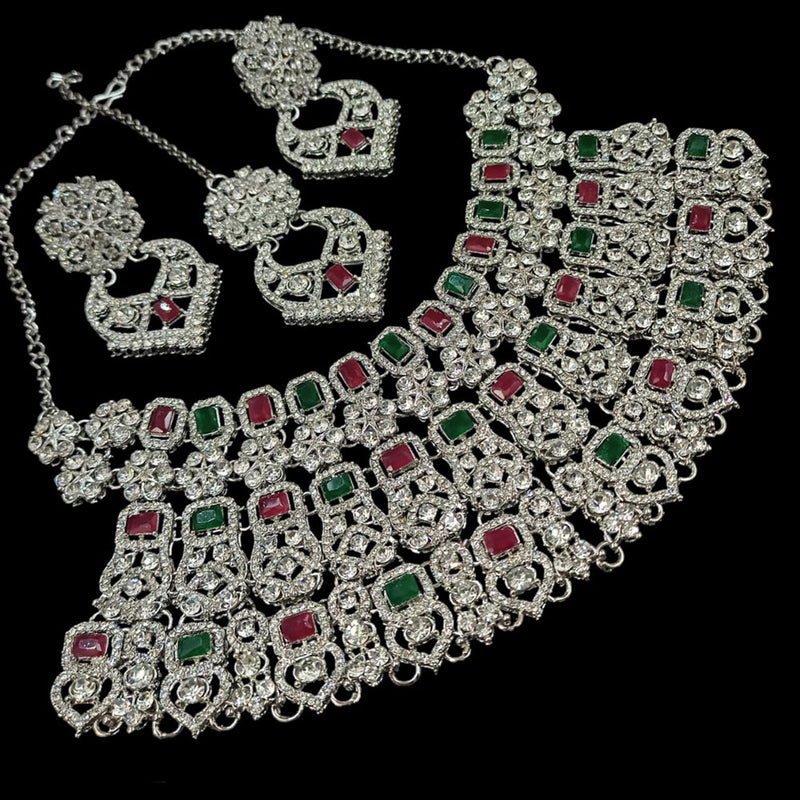 Padmawati Bangles Silver Plated Austrian Stone And Crystal Stone Necklace Set