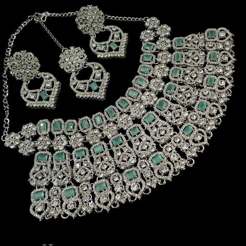 Padmawati Bangles Silver Plated Austrian Stone And Crystal Stone Necklace Set