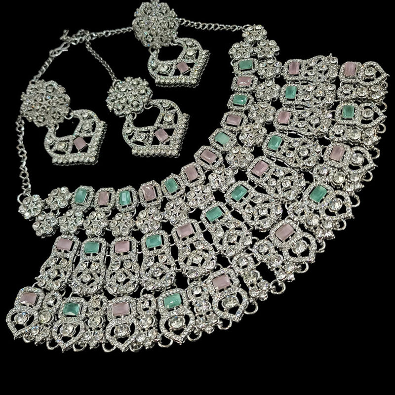 Padmawati Bangles Silver Plated Austrian Stone And Crystal Stone Necklace Set