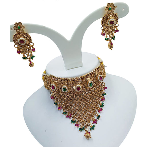 Padmawati Bangles Copper Gold Pota Stone And Beads Necklace Set