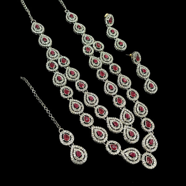 Padmawati Bangles Silver Plated Austrian And Crystal Stone Long Necklace Set