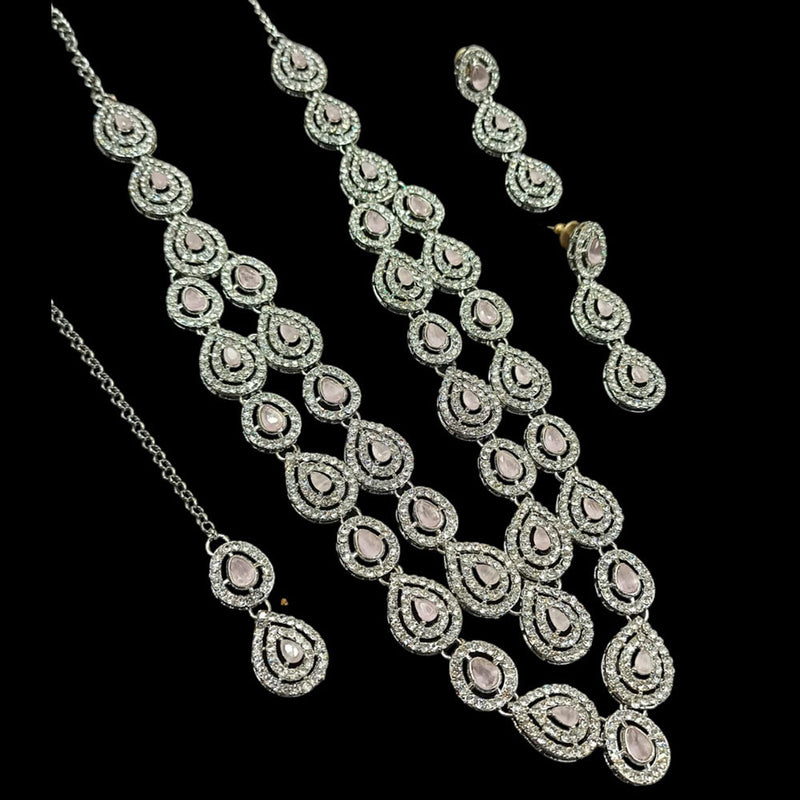 Padmawati Bangles Silver Plated Austrian And Crystal Stone Long Necklace Set