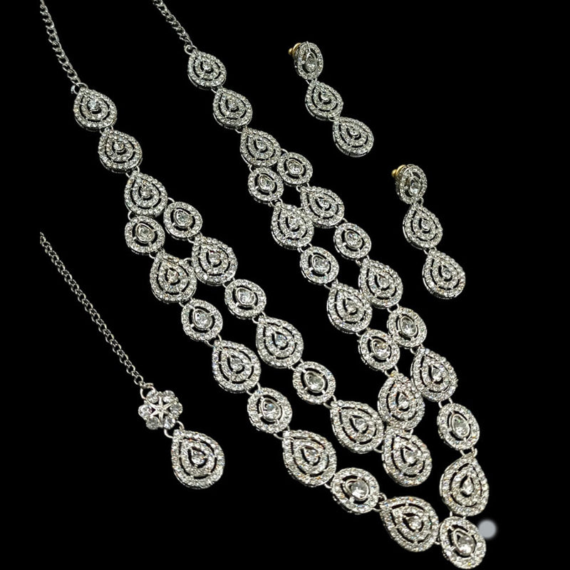 Padmawati Bangles Silver Plated Austrian And Crystal Stone Long Necklace Set