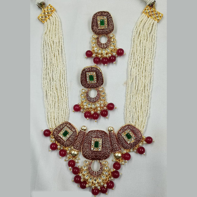 Padmawati Bangles Gold Plated Kundan And Meenakari Pearl Long Necklace Set