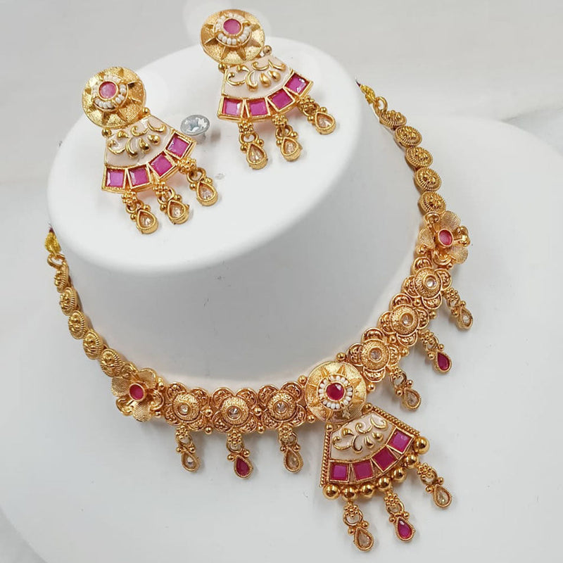 Padmawati Bangles Gold Plated Pota Stone And Meenakari Necklace Set