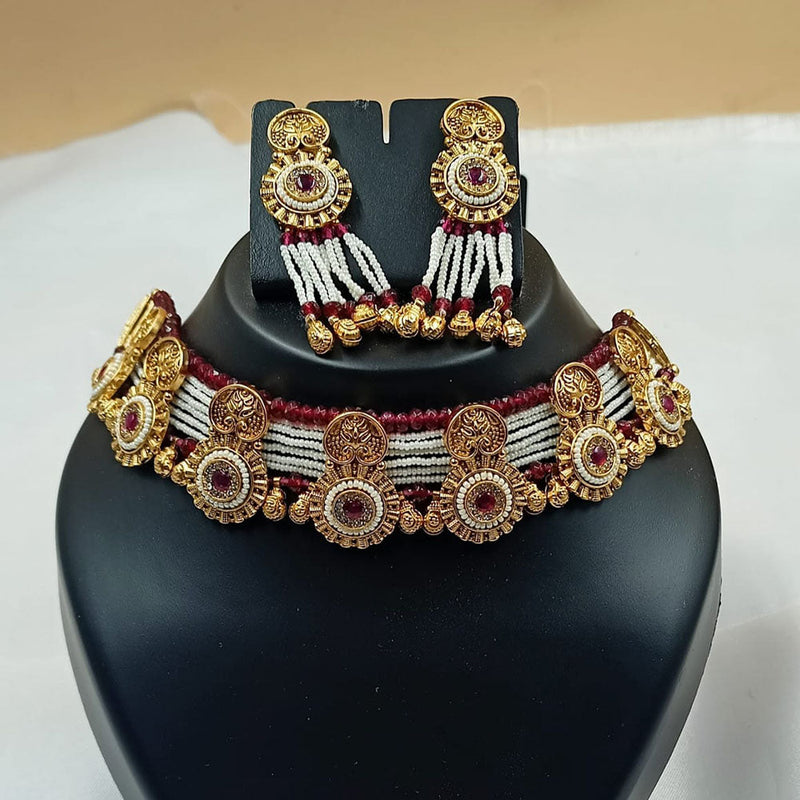 Padmawati Bangles Gold Plated Pota Stone Choker Necklace Set