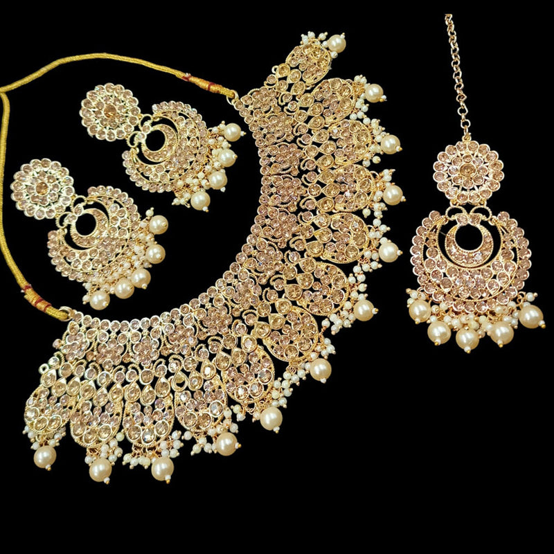 Padmawati Bangles Gold Plated Austrian Stone Choker Necklace Set